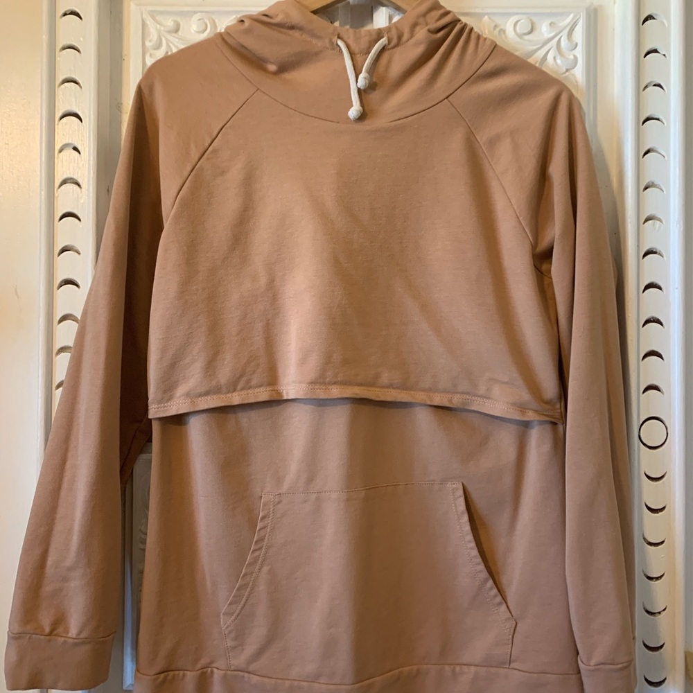 Nursing Hoodie Women’s XL Brown Tan Breastfeeding Top